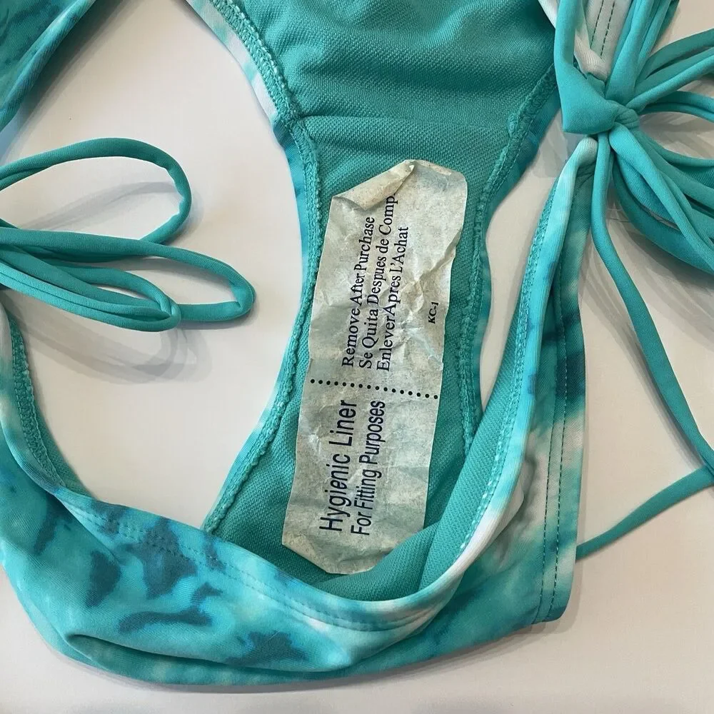 Arizona Jeans Co. Bikini Bottoms Turquoise & White Tie-dye Juniors Size Large
